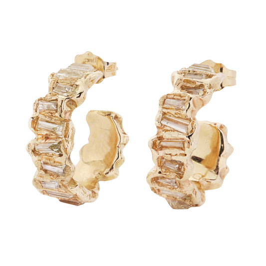 X Lemon Baguette Diamond Scatter Hoops