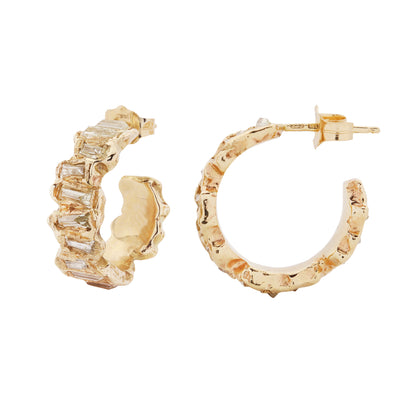 X Lemon Baguette Diamond Scatter Hoops