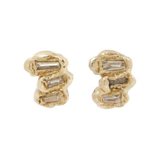 X Lemon Baguette Diamond Scatter Studs