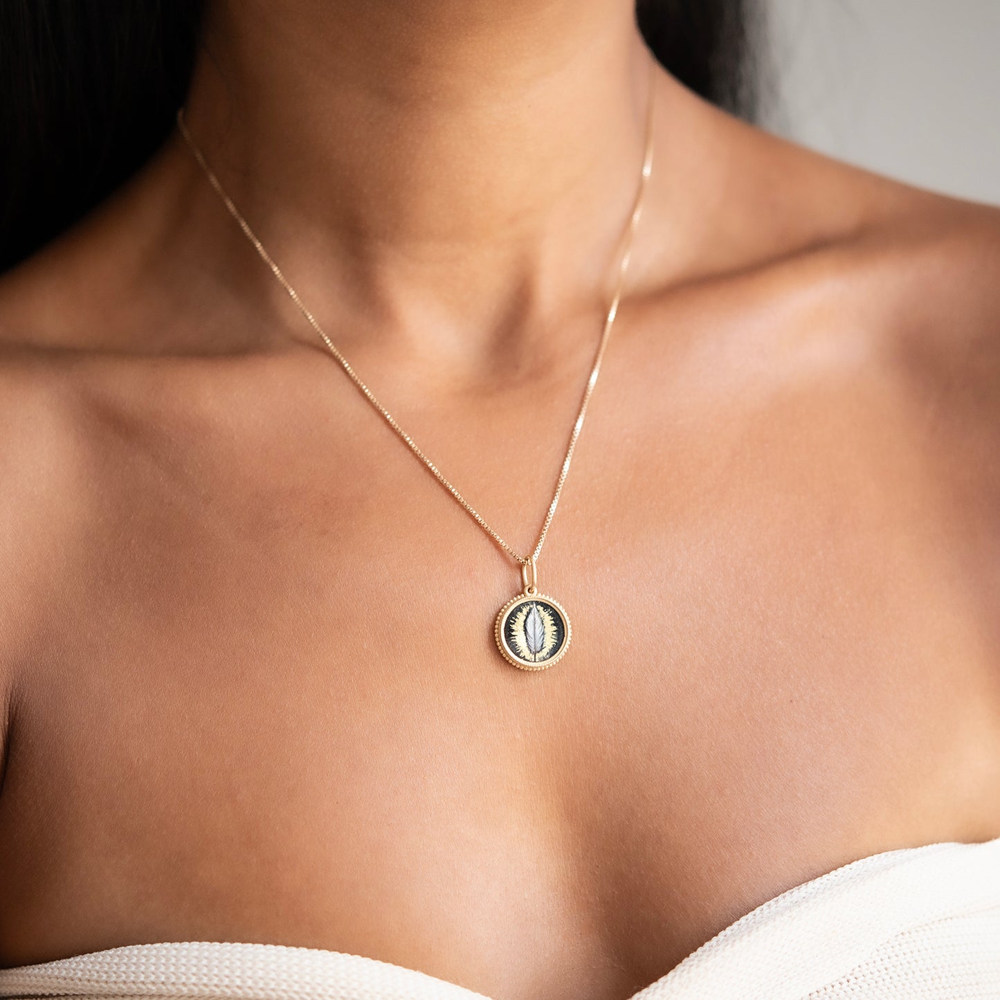 Gold Foil Enamel Feather Charm