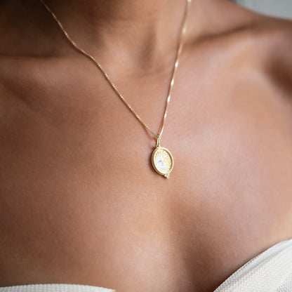 Enameled Moon & Diamond Charm