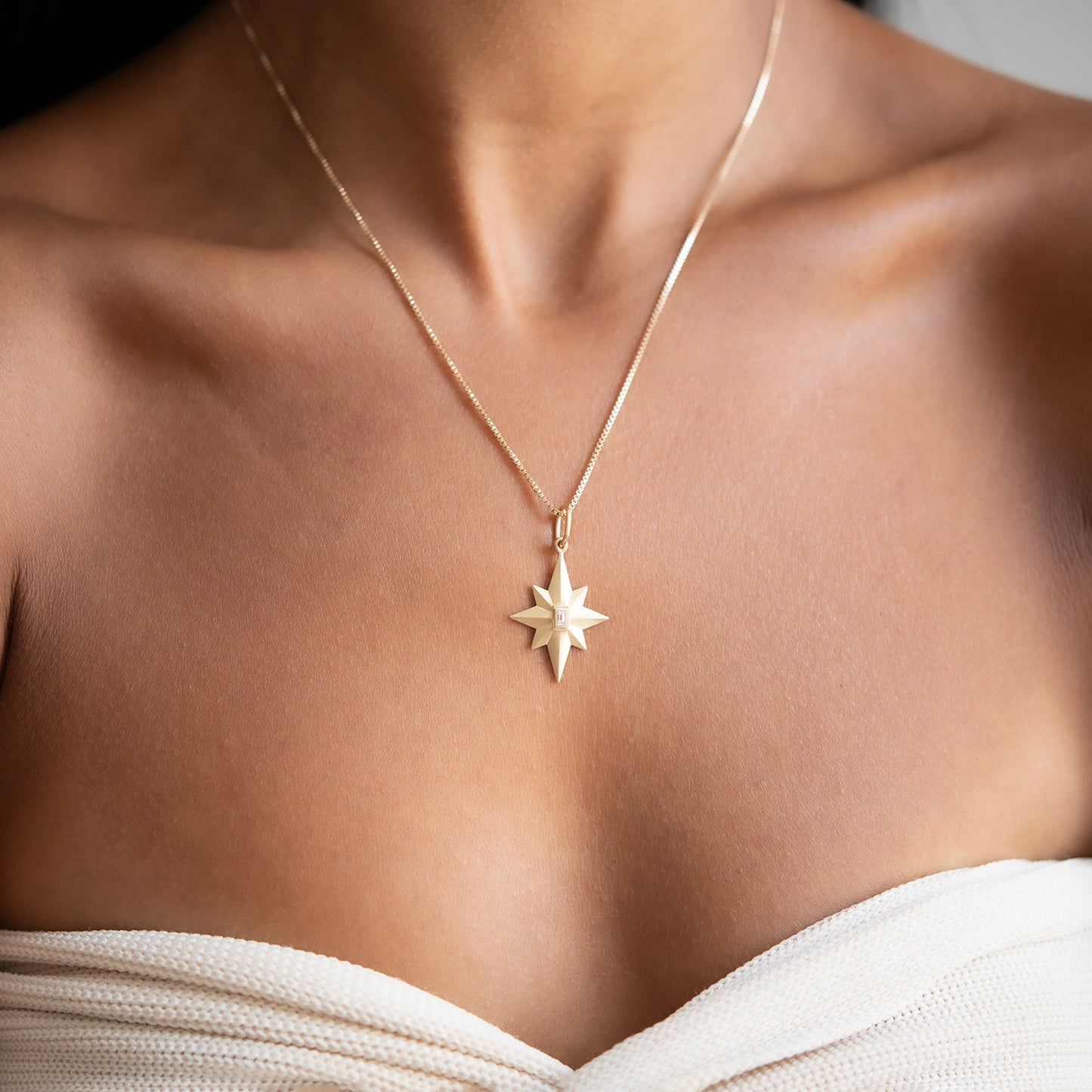 Medium Diamond North Star Satin Charm