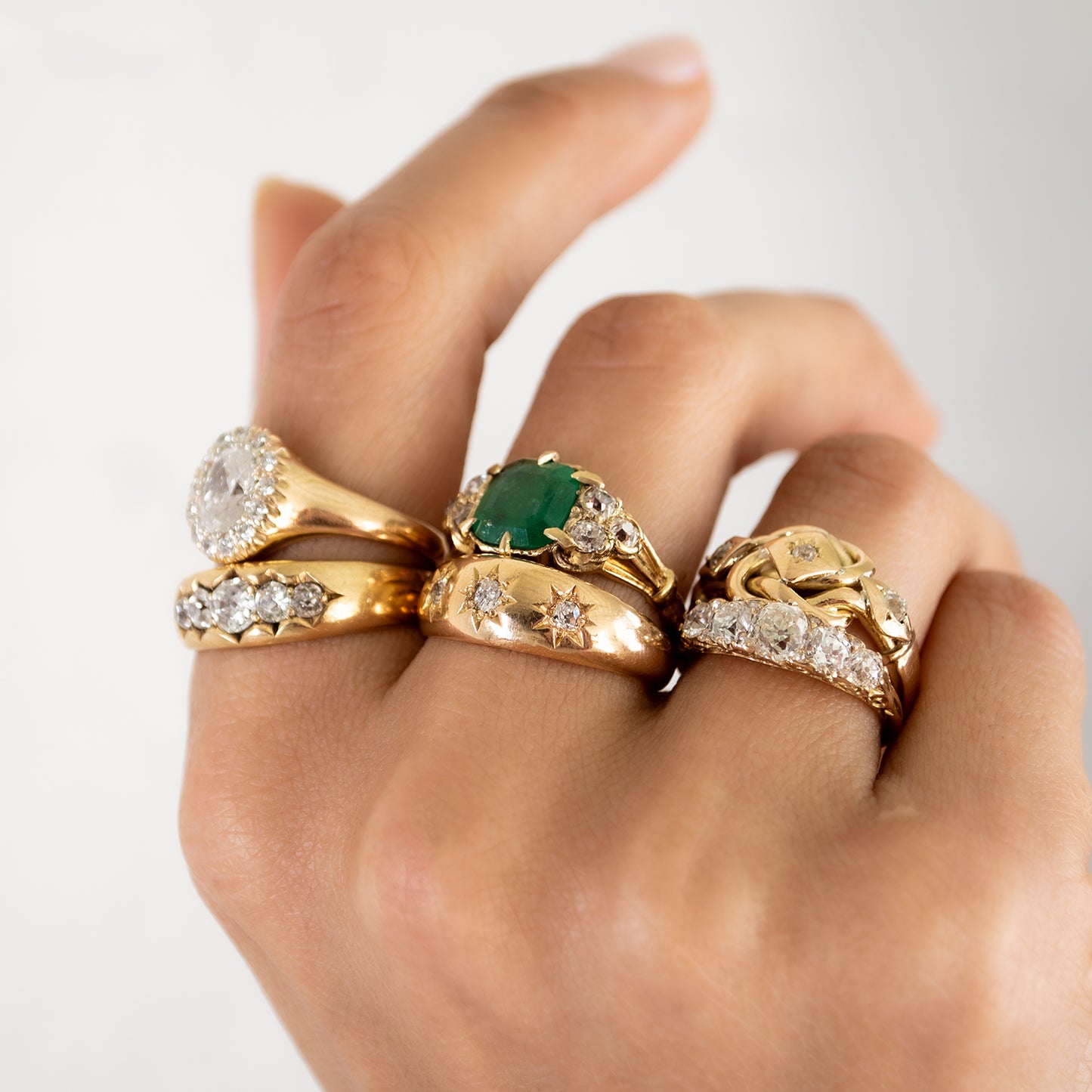 Diamond Filigree Half Hoop Ring