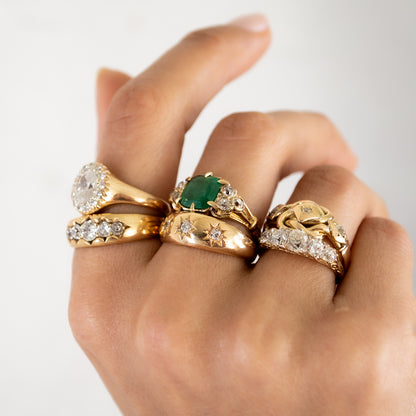 Diamond Filigree Half Hoop Ring