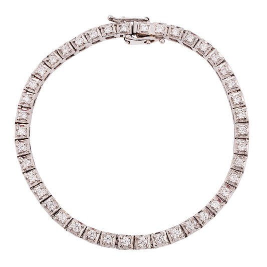 Block Diamond Tennis Bracelet