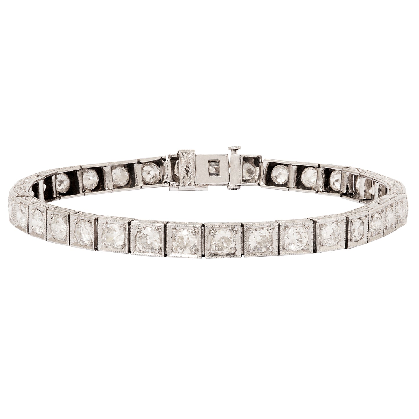 Antique Block Diamond Tennis Bracelet