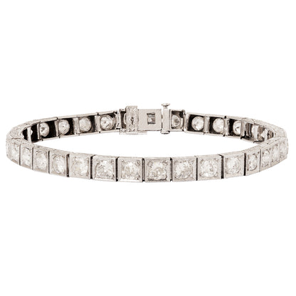 Antique Block Diamond Tennis Bracelet