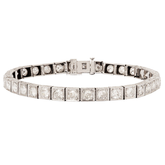 Antique Block Diamond Tennis Bracelet
