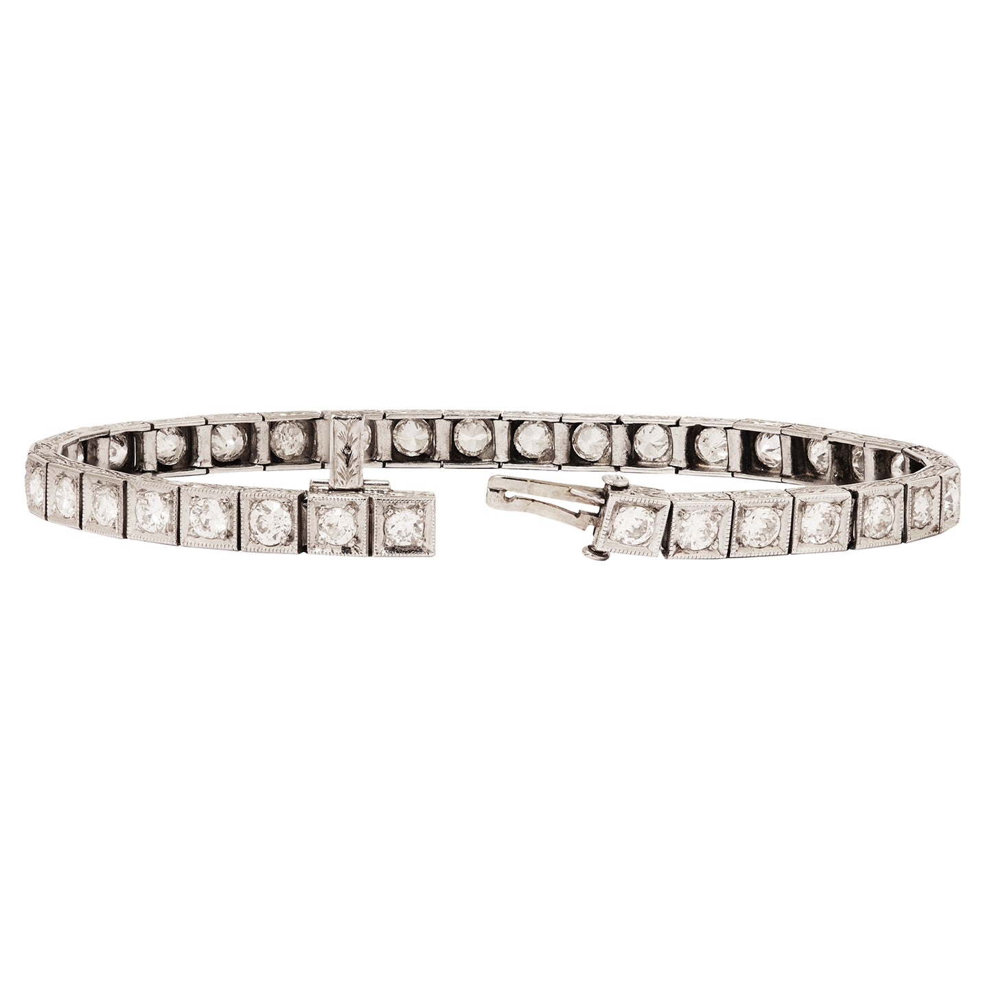 Antique Block Diamond Tennis Bracelet