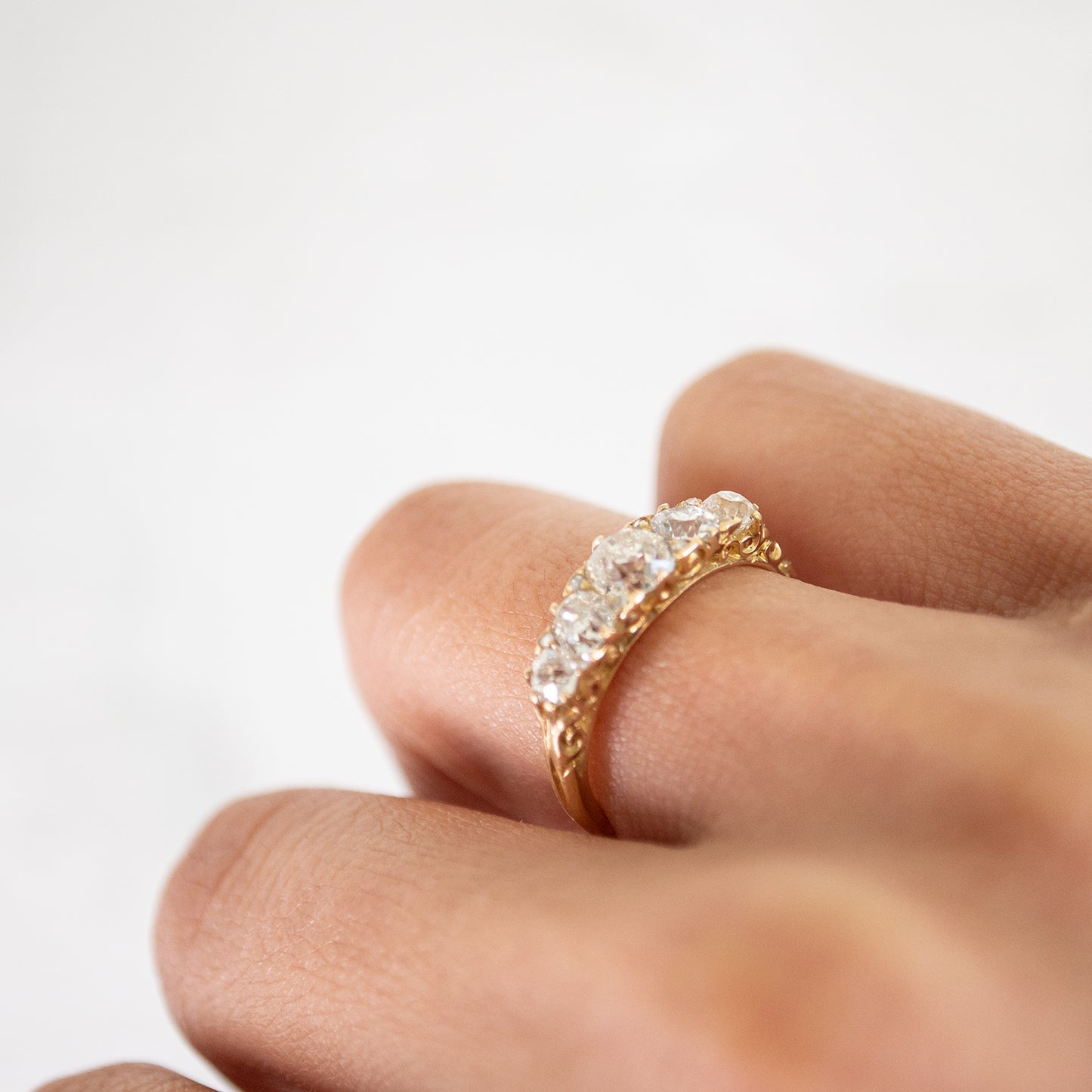 Diamond Filigree Half Hoop Ring