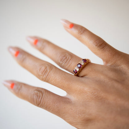 Victorian Ruby & Diamond Half Hoop Ring
