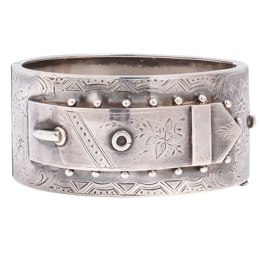Silver Dot Buckle Bangle