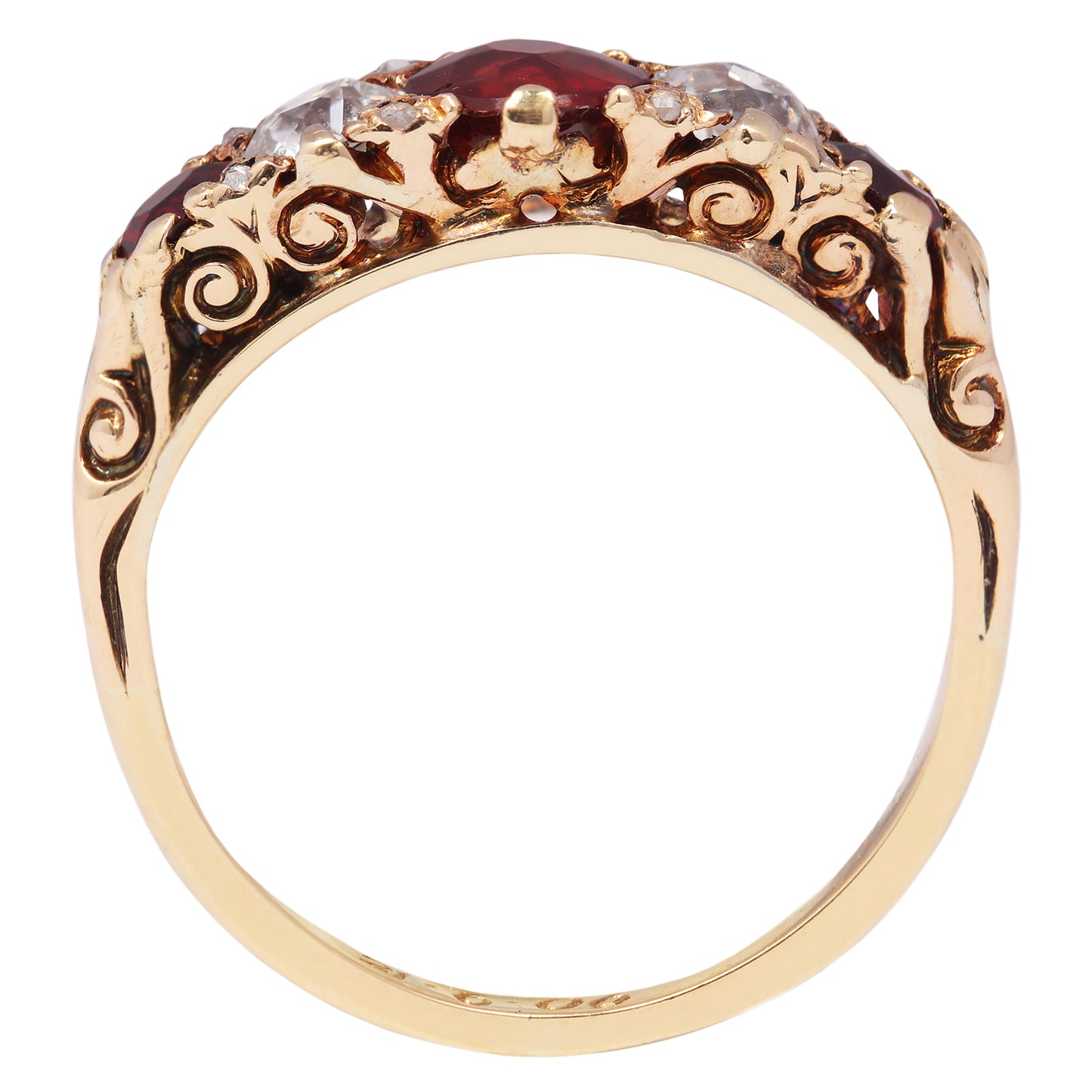 Antique Garnet & Diamond Half Hoop Ring