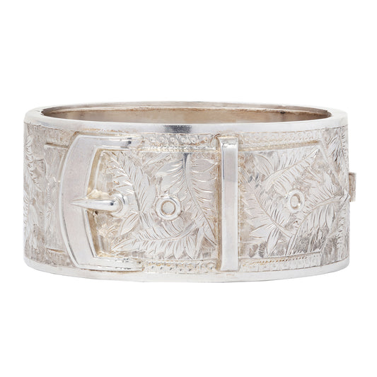 Silver Fern Buckle Bangle