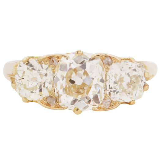 Victorian Crown Diamond Half Hoop Ring
