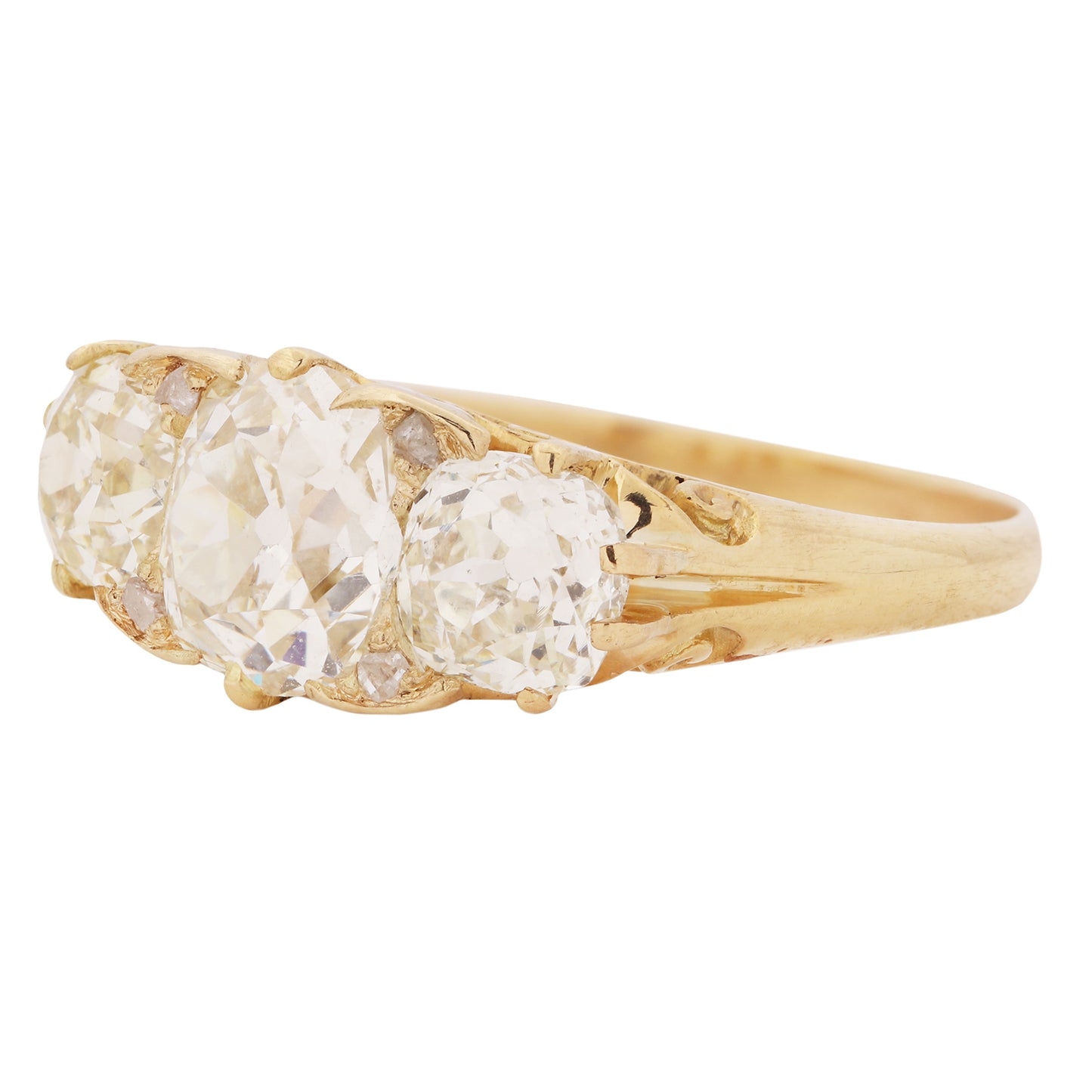 Victorian Crown Diamond Half Hoop Ring