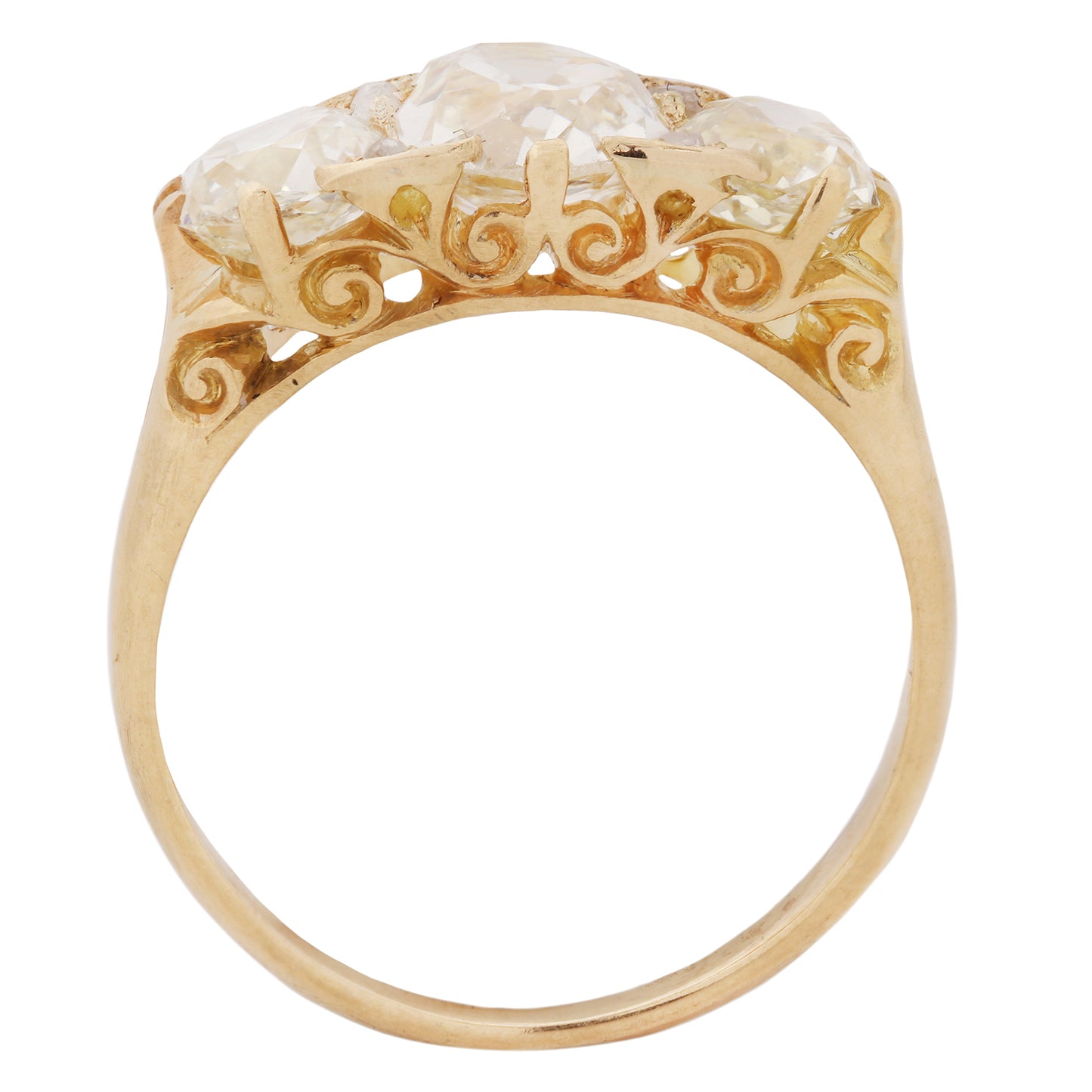 Victorian Crown Diamond Half Hoop Ring