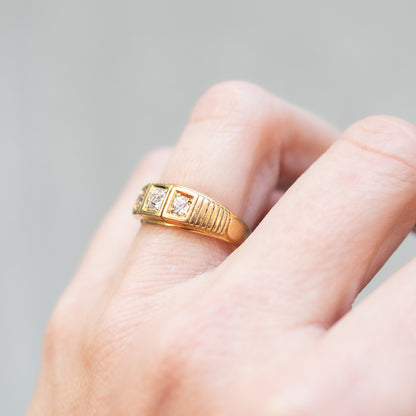 Linear Diamond Antique Ring