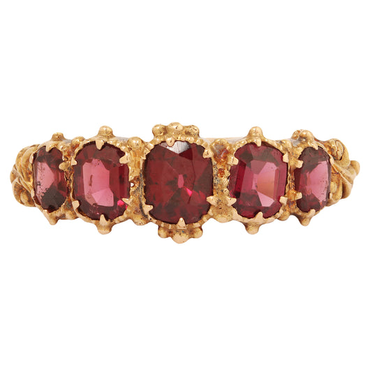 Victorian Five Garnet Ring