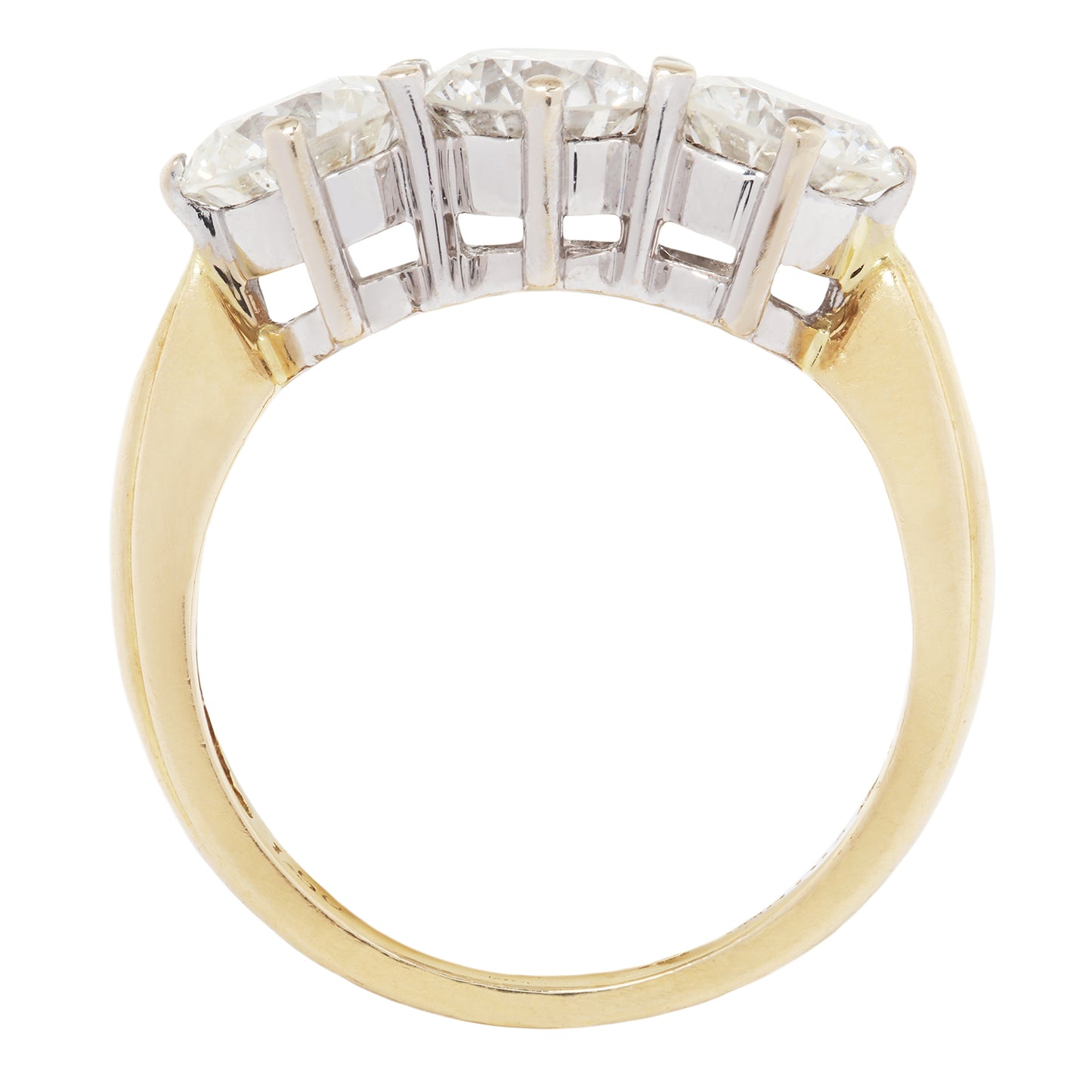 Gold and white gold ring with diamonds on a white background