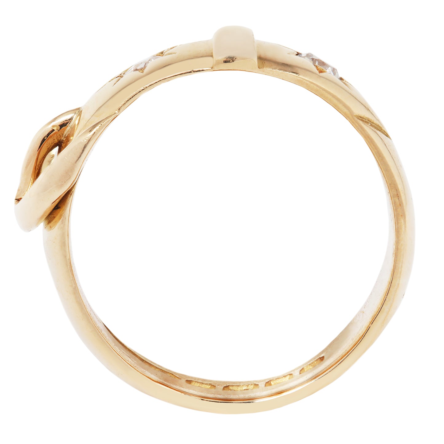 Gold ring with a white background