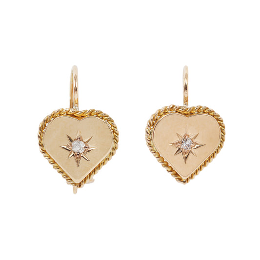 Victorian Diamond Heart Earrings