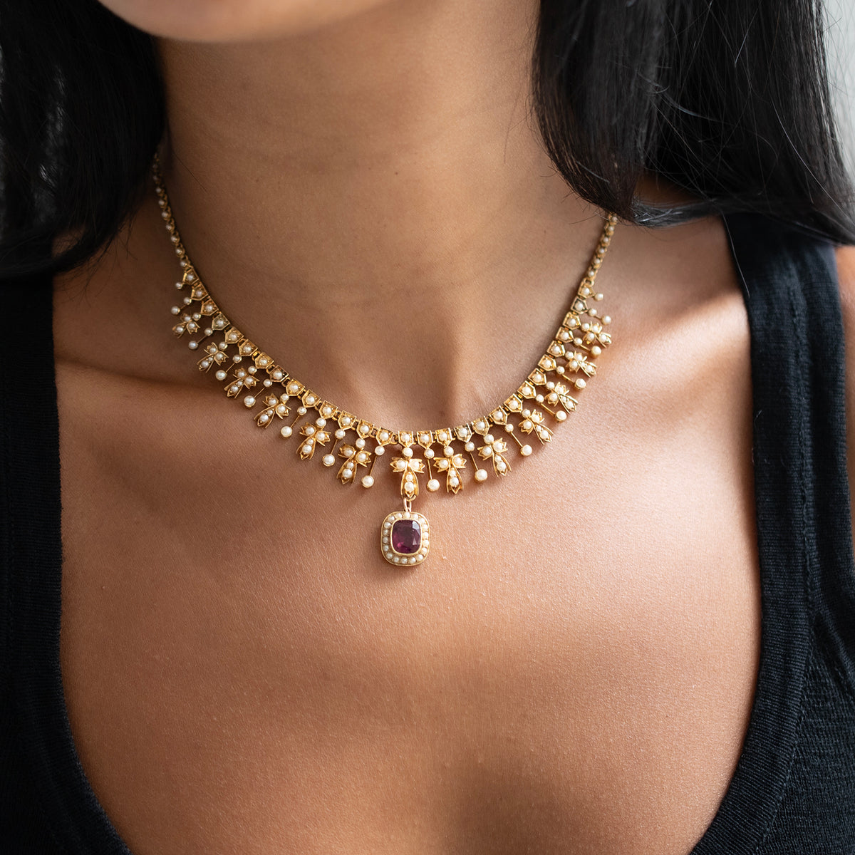 Victorian Pearl Fringe Necklace
