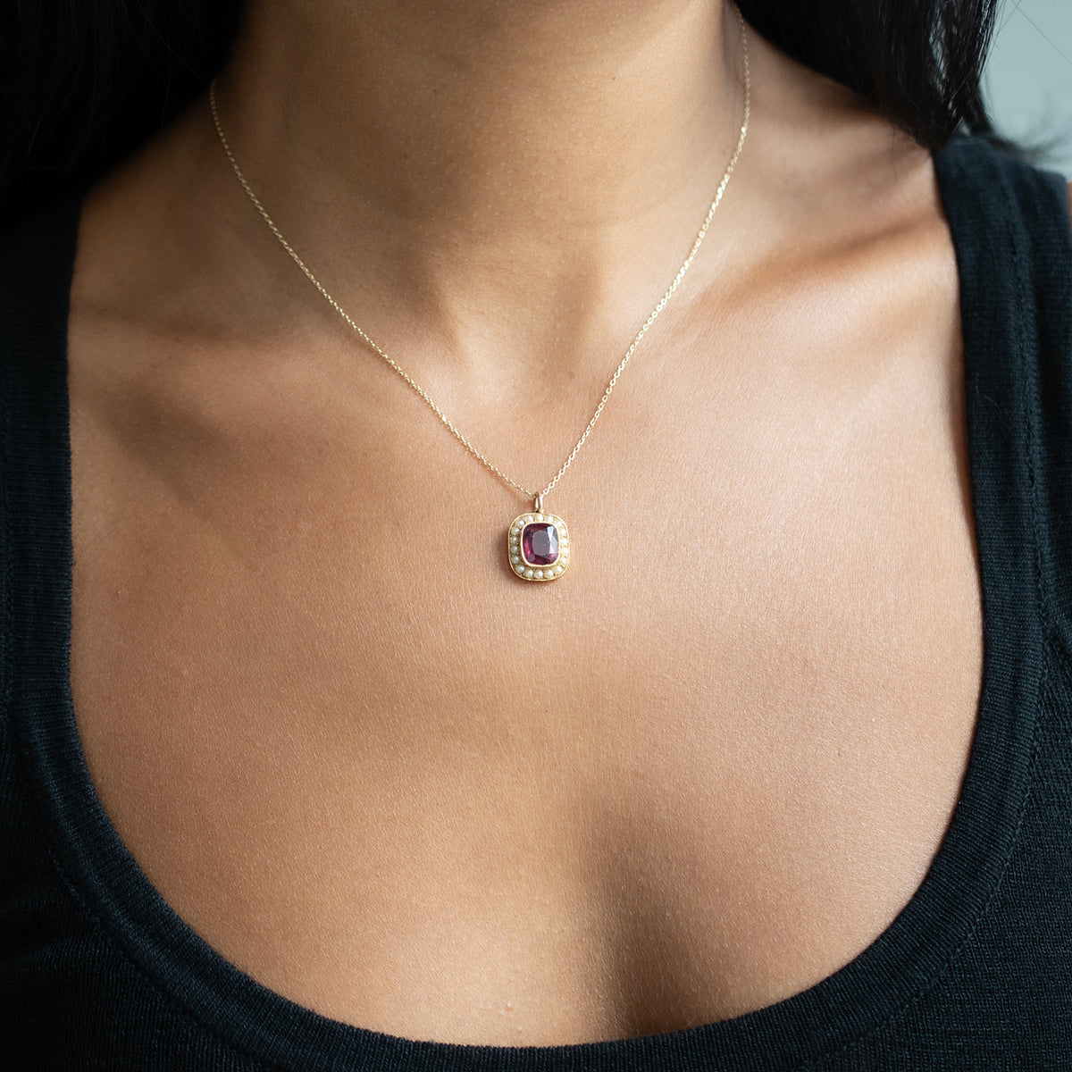 Victorian Tourmaline & Pearl Pendant