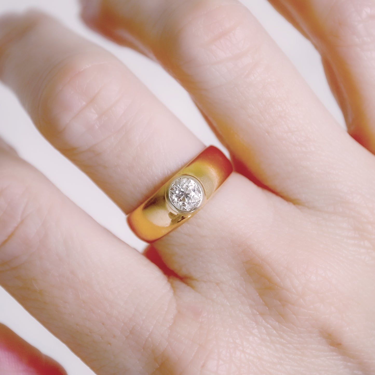 Diamond Temple Solitaire Ring