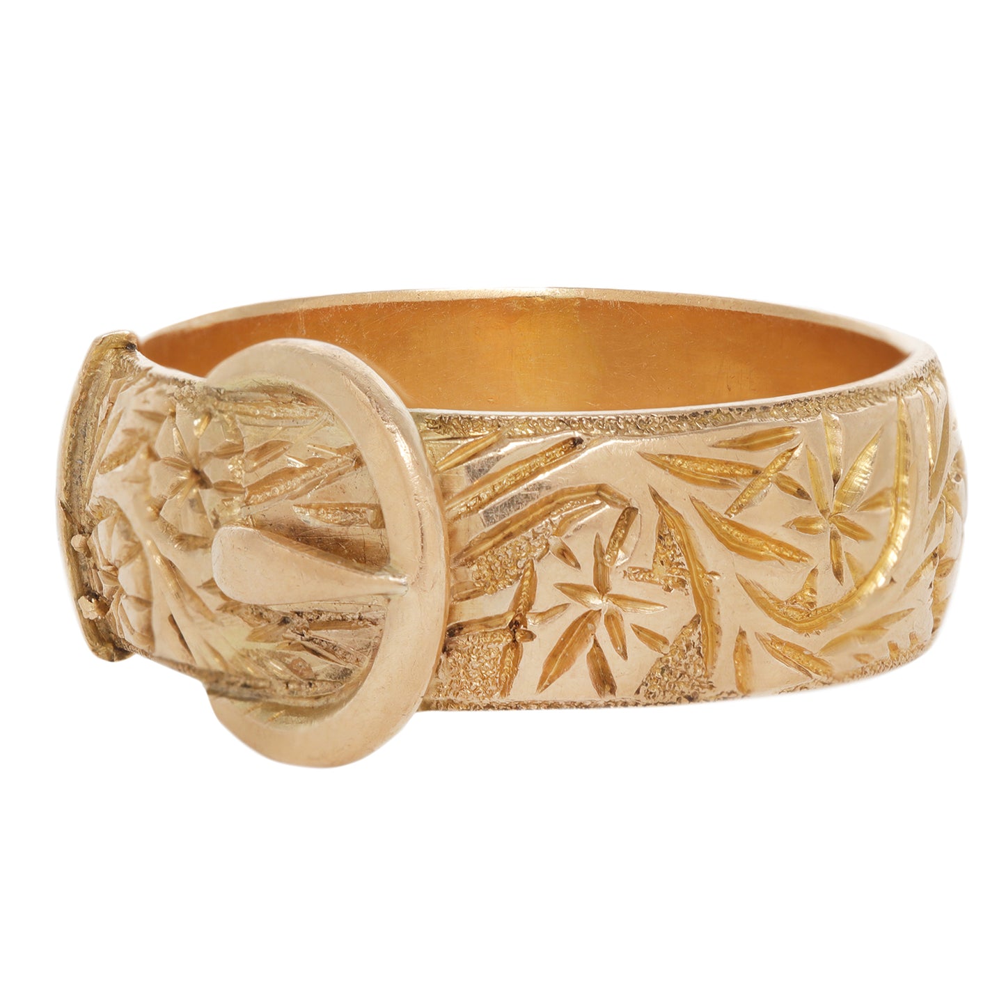 Floral Engraved Buckle Ring