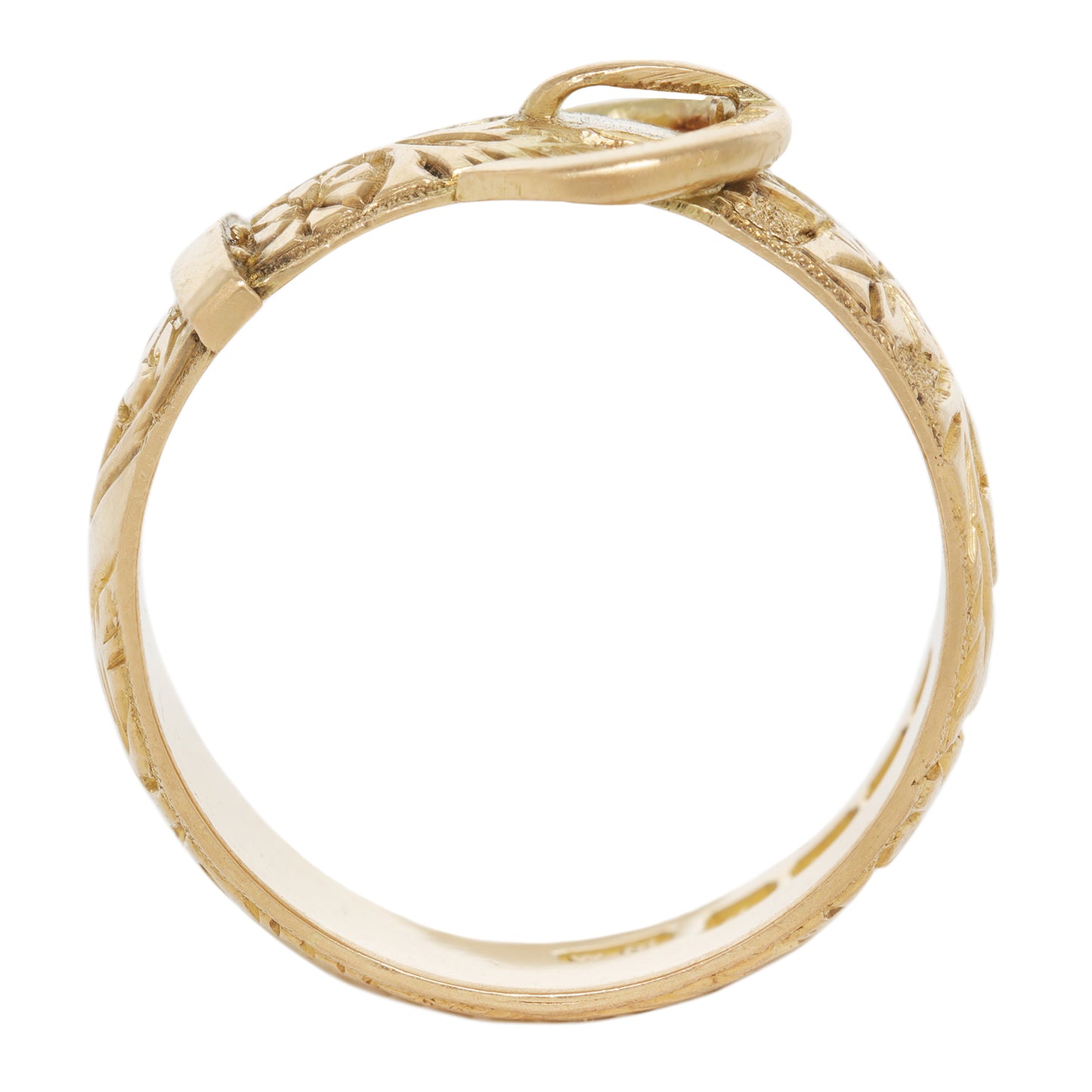 Gold Floral Engraved Buckle Ring