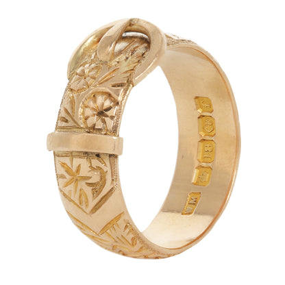 Floral Engraved Buckle Ring