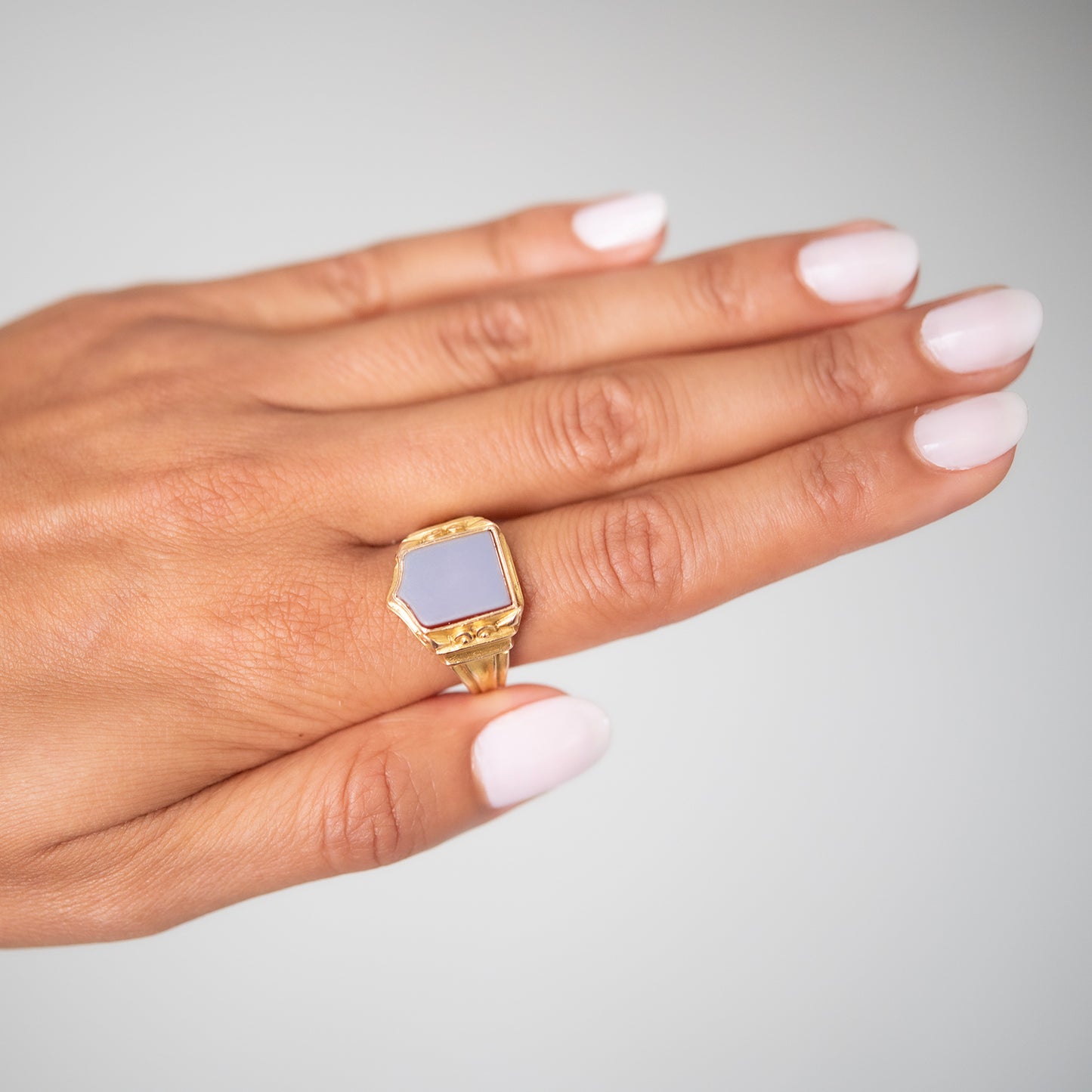 Agate Shield Signet Ring