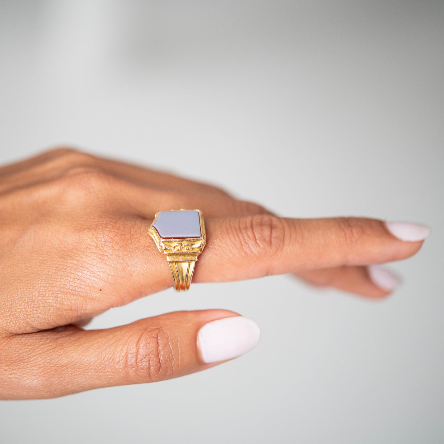 Agate Shield Signet Ring