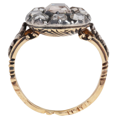 antique georgian ring with diamonds on a white background