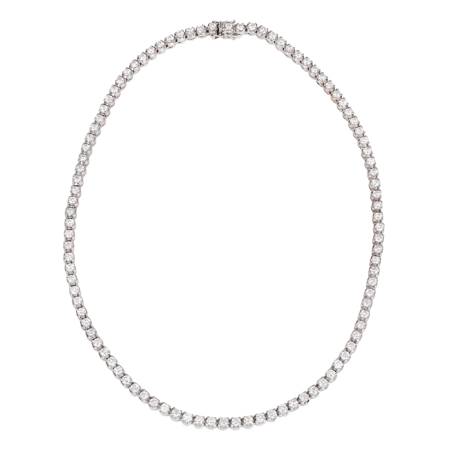 Vintage diamond tennis necklace on a white background