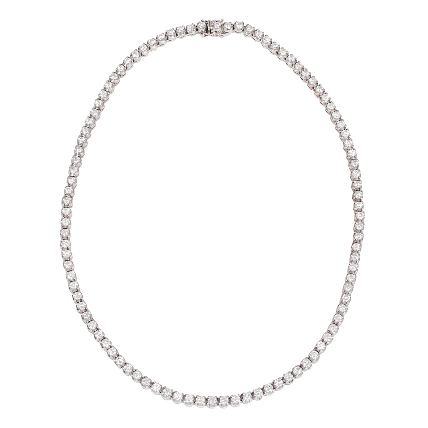 Vintage diamond tennis necklace on a white background