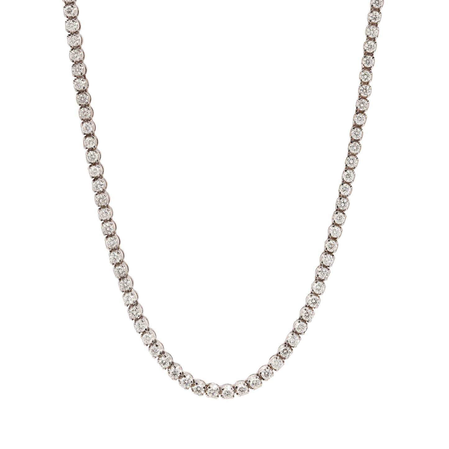 Vintage diamond tennis necklace on a white background