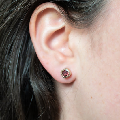 Garnet Cushion Studs