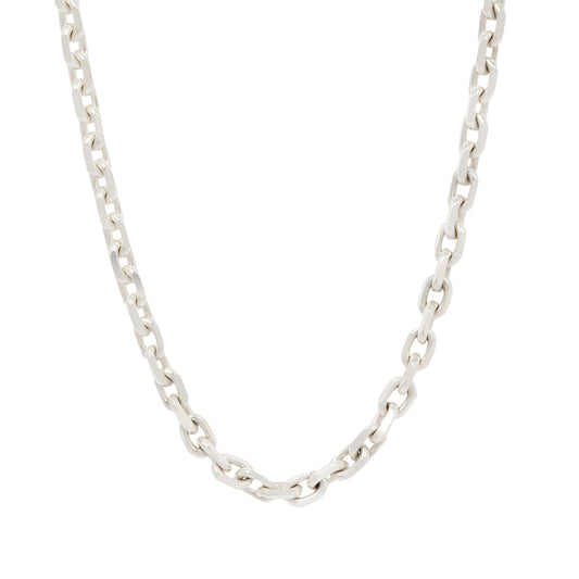 Silver Faceted Link Chain Necklace
