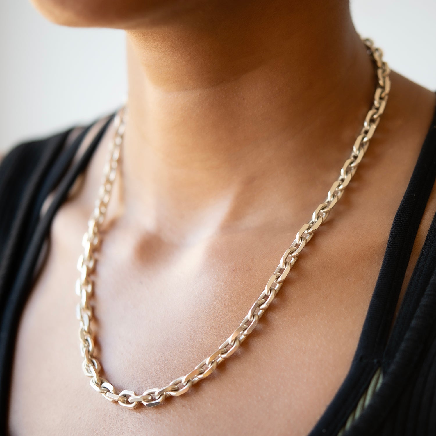 ESQUELETO Essentials Silver Faceted Link Chain Necklace