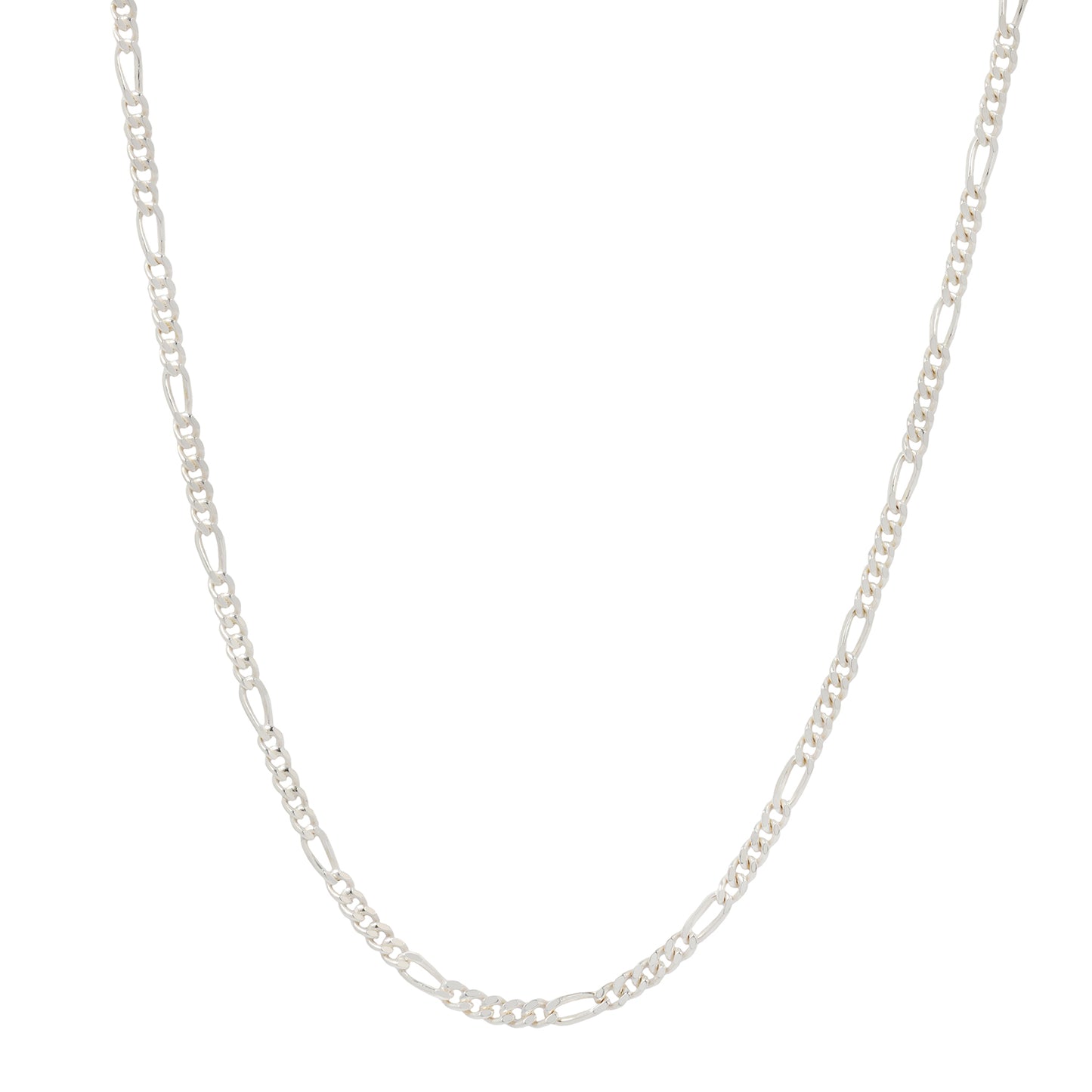 Thin Diamond-Cut Silver Figaro Necklace