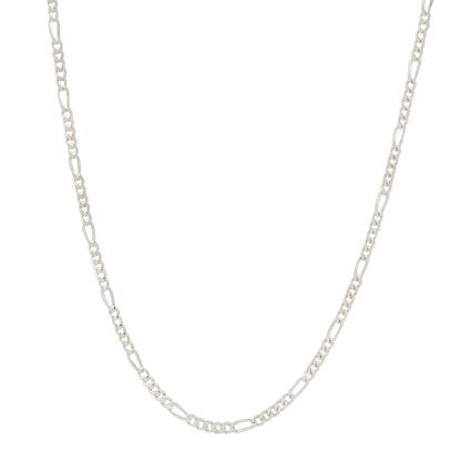 Thin Diamond-Cut Silver Figaro Necklace