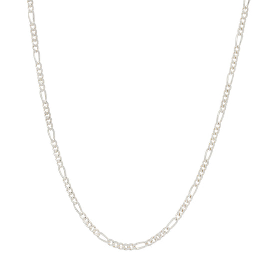 Thin Diamond-Cut Silver Figaro Necklace