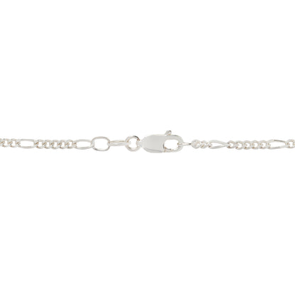 Thin Diamond-Cut Silver Figaro Necklace