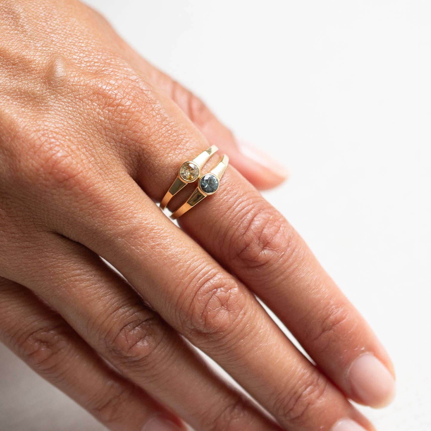 Teal Sapphire Eclipse Ring