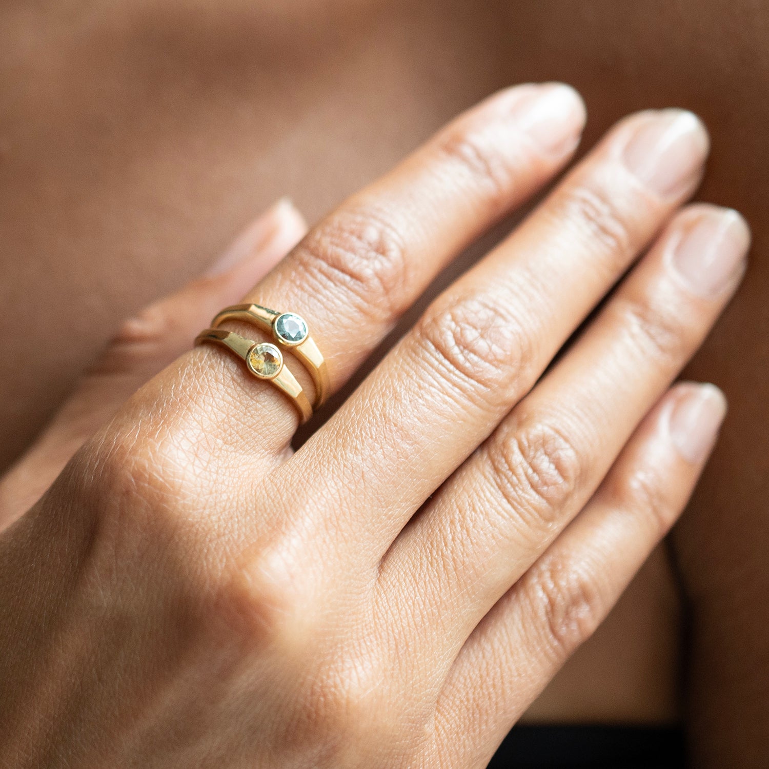 Teal Sapphire Eclipse Ring