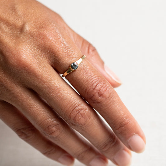 Teal Sapphire Eclipse Ring