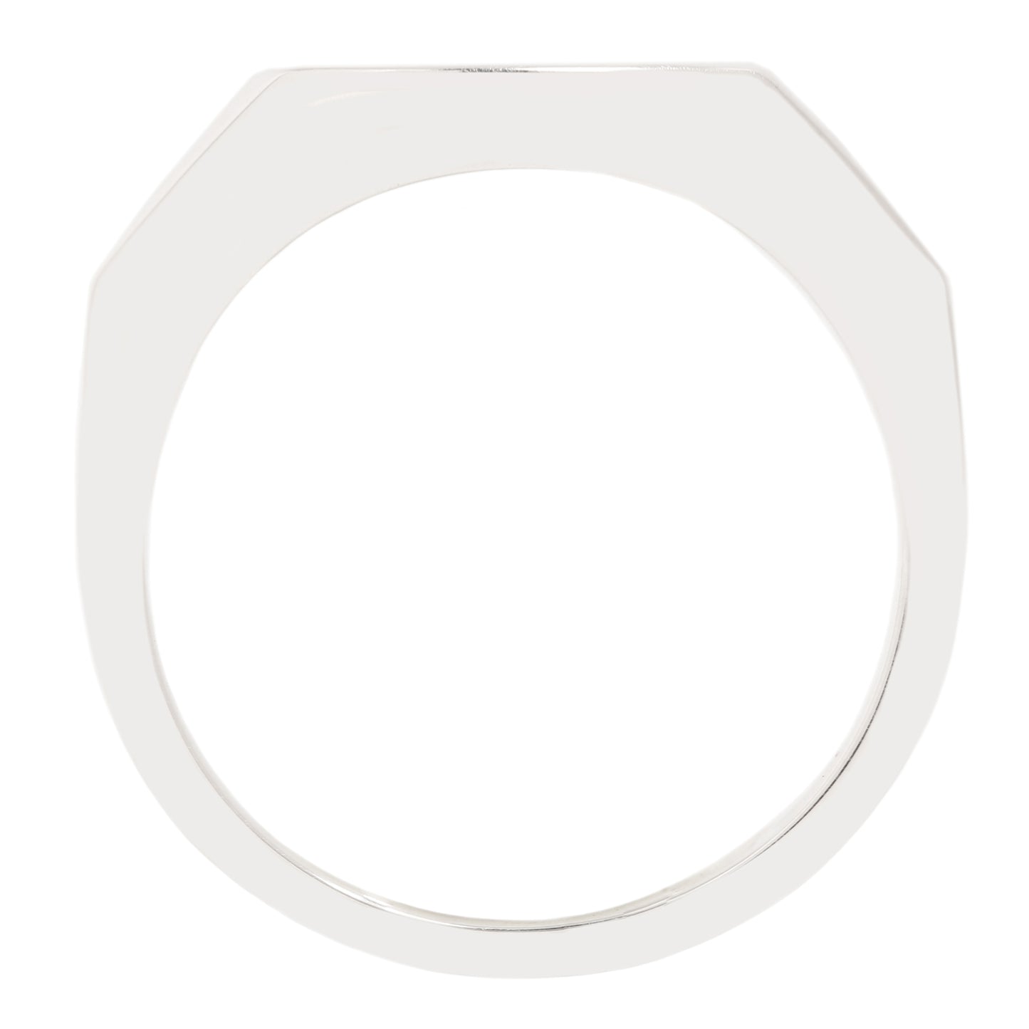 Silver square ring on a white background
