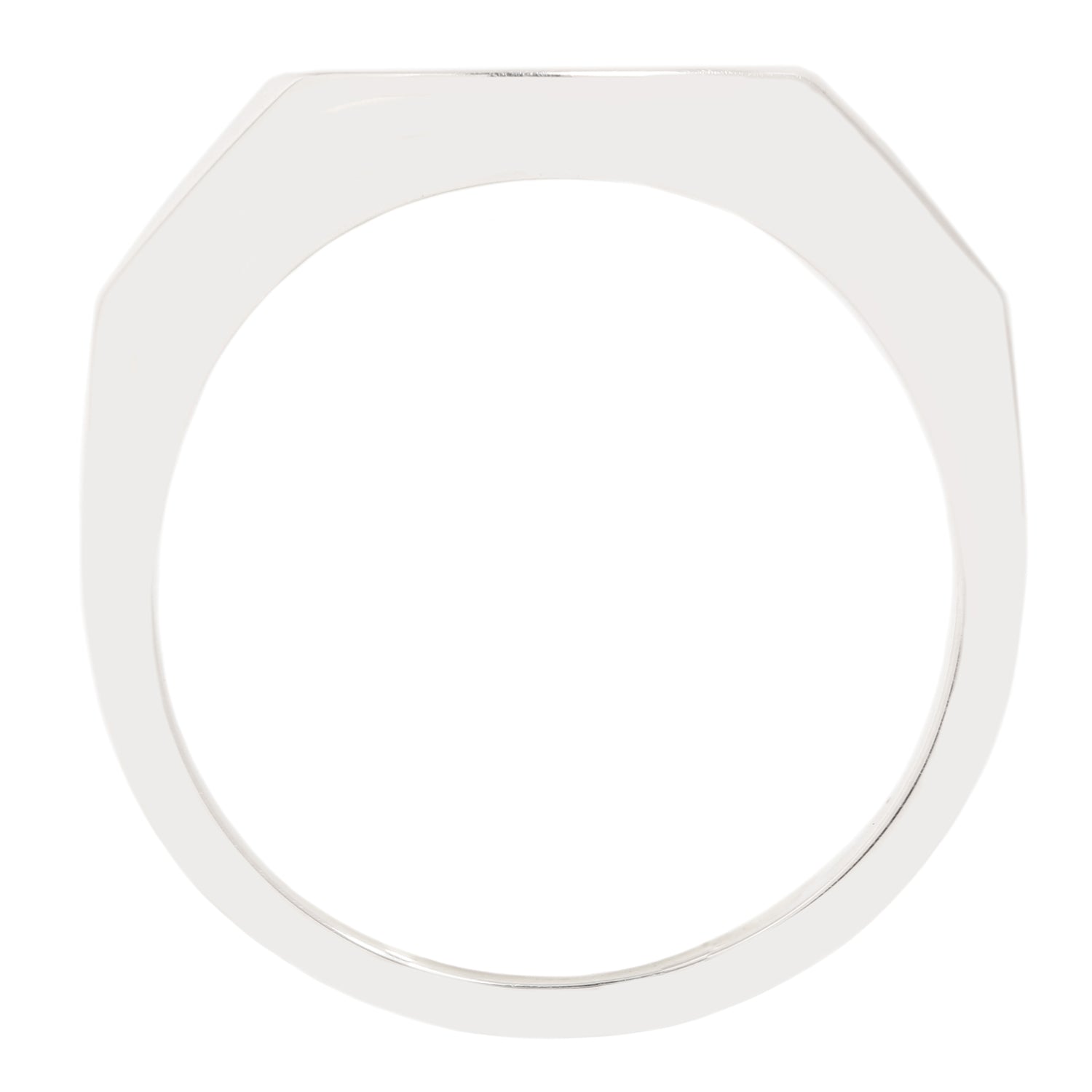 Silver square ring on a white background